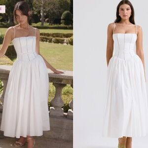 House of CB - Ysabella - White Cotton Maxi Sundress - Size M (bigger cup D-E)